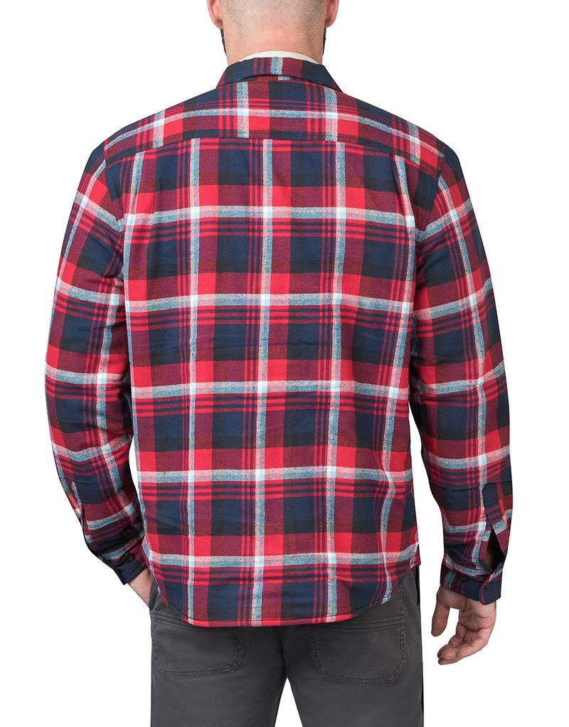 The American Outdoorsman Men's Polar Fleece-Lined Flannel Shirt Jacket, ECOF9H4174, Red & Orange, XXL