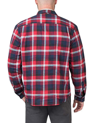 Polar Fleece-Lined Flannel Shirt Jacket - The American Outdoorsman #color_red-aqua