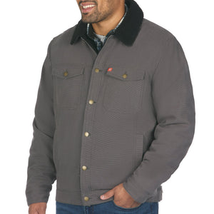 Solid Sherpa Lined Trucker Jacket - The American Outdoorsman #color_smokey-trout