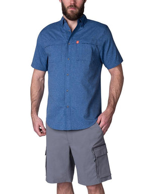 Stripe Short Sleeve Guide Shirt - The American Outdoorsman #color_blue-heather