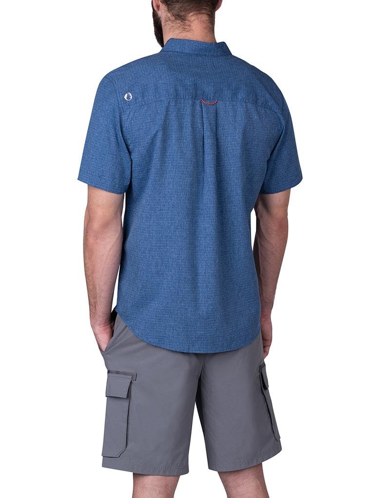 Stripe Short Sleeve Guide Shirt - The American Outdoorsman #color_blue-heather