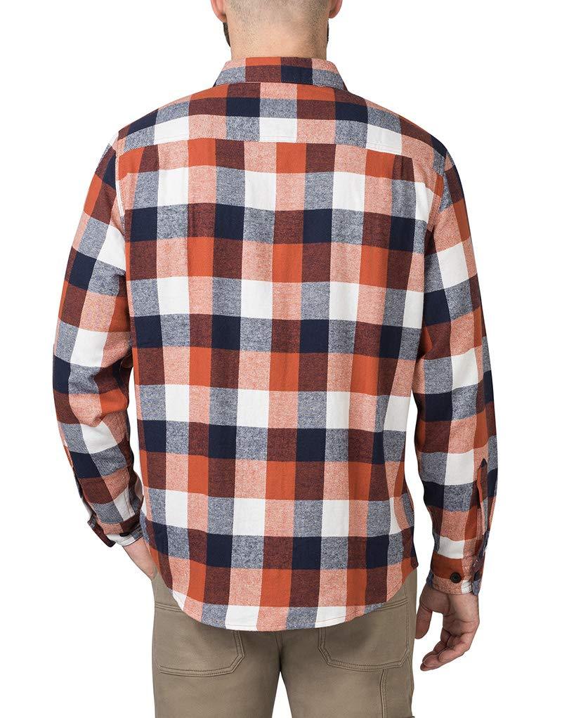 Plaid Button-Down Midweight Flannel Shirt - The American Outdoorsman #color_orange-navy