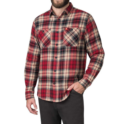 Plaid Button-Down Midweight Flannel Shirt - The American Outdoorsman #color_brown-rust